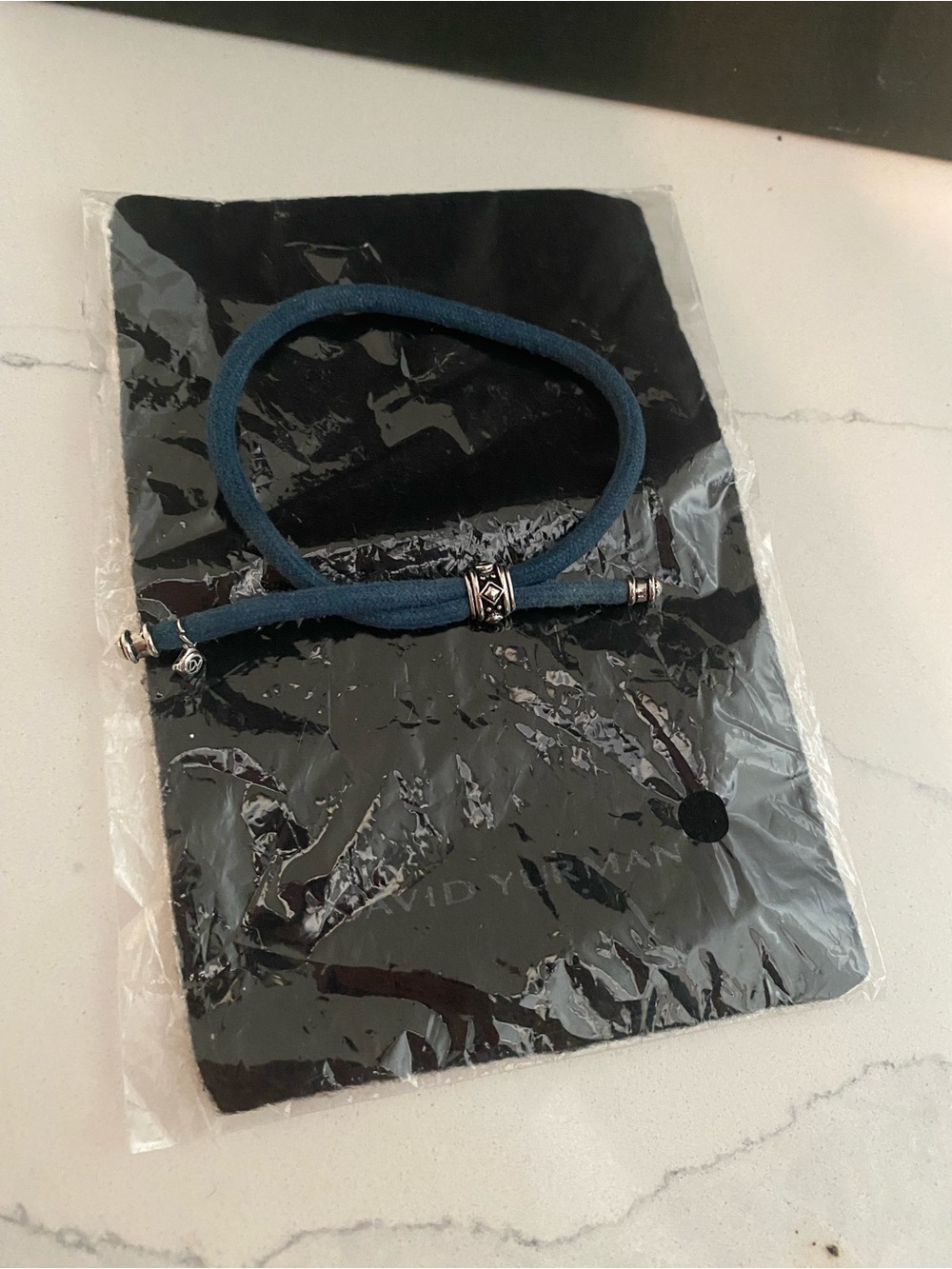 David Yurman blue Cord Bracelet with Silver Accents